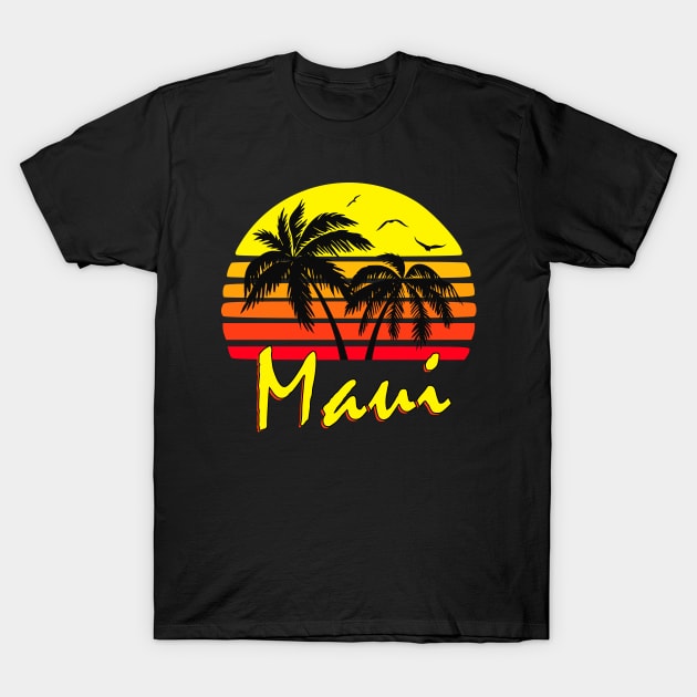 Maui Retro Sunset T-Shirt by Nerd_art